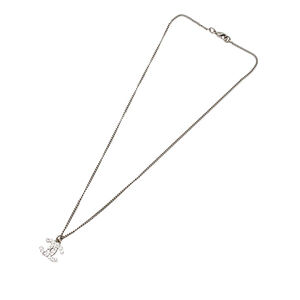 Pre-Loved Chanel CC Silver Plated Rhinestone Pendant Necklace